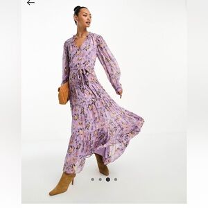 & Other Stories tiered maxi dress in purple floral EU44